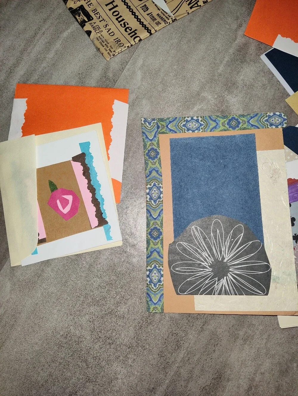 Handmade Greeting Card & Postcard Lot Assorted Cards Envelopes Mixed Media Vinta